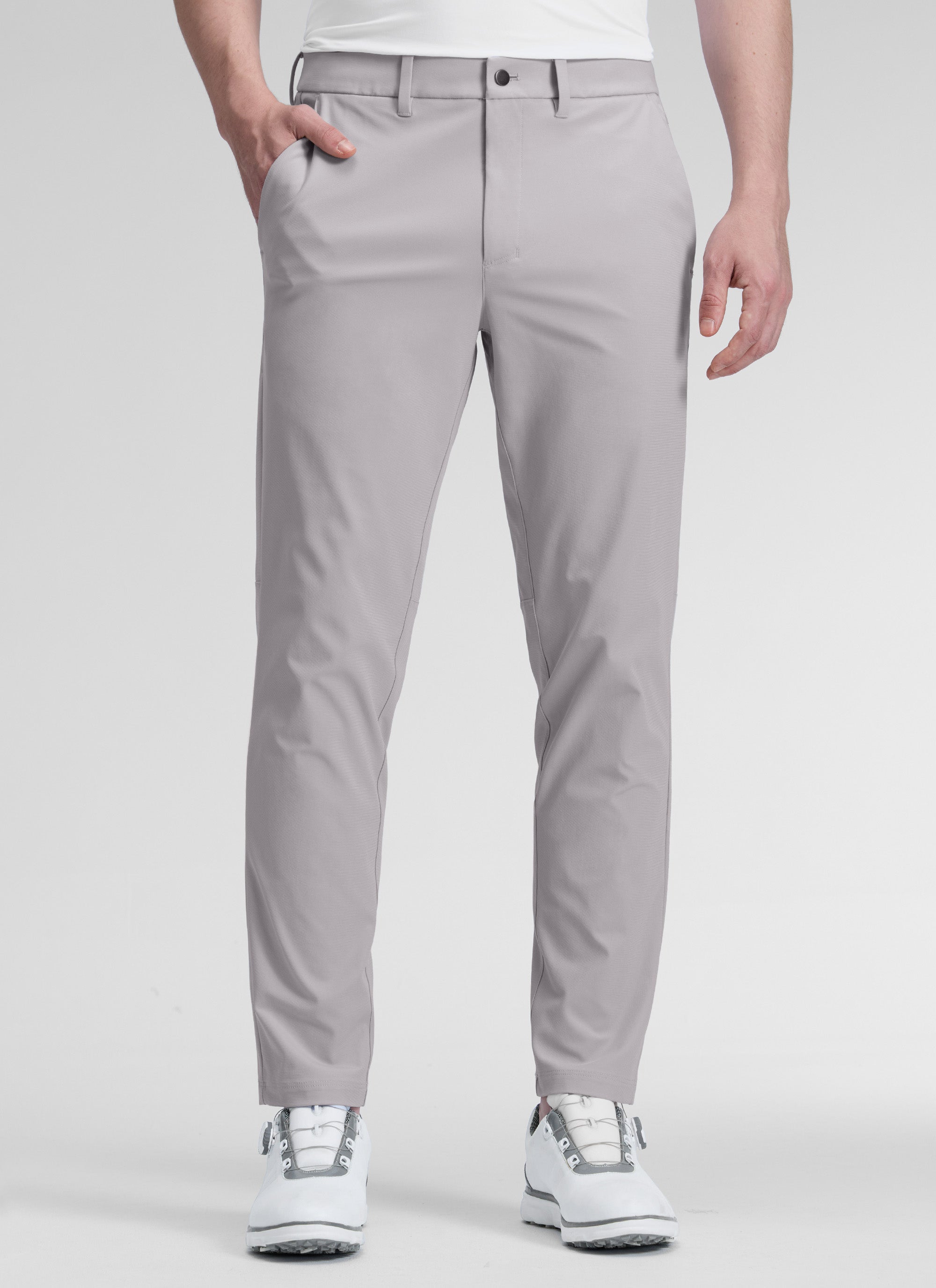 CRZ YOGA Mens Work Classic Fit All-Day Comfort Golf Pants Pockets 30'' Gull Gray