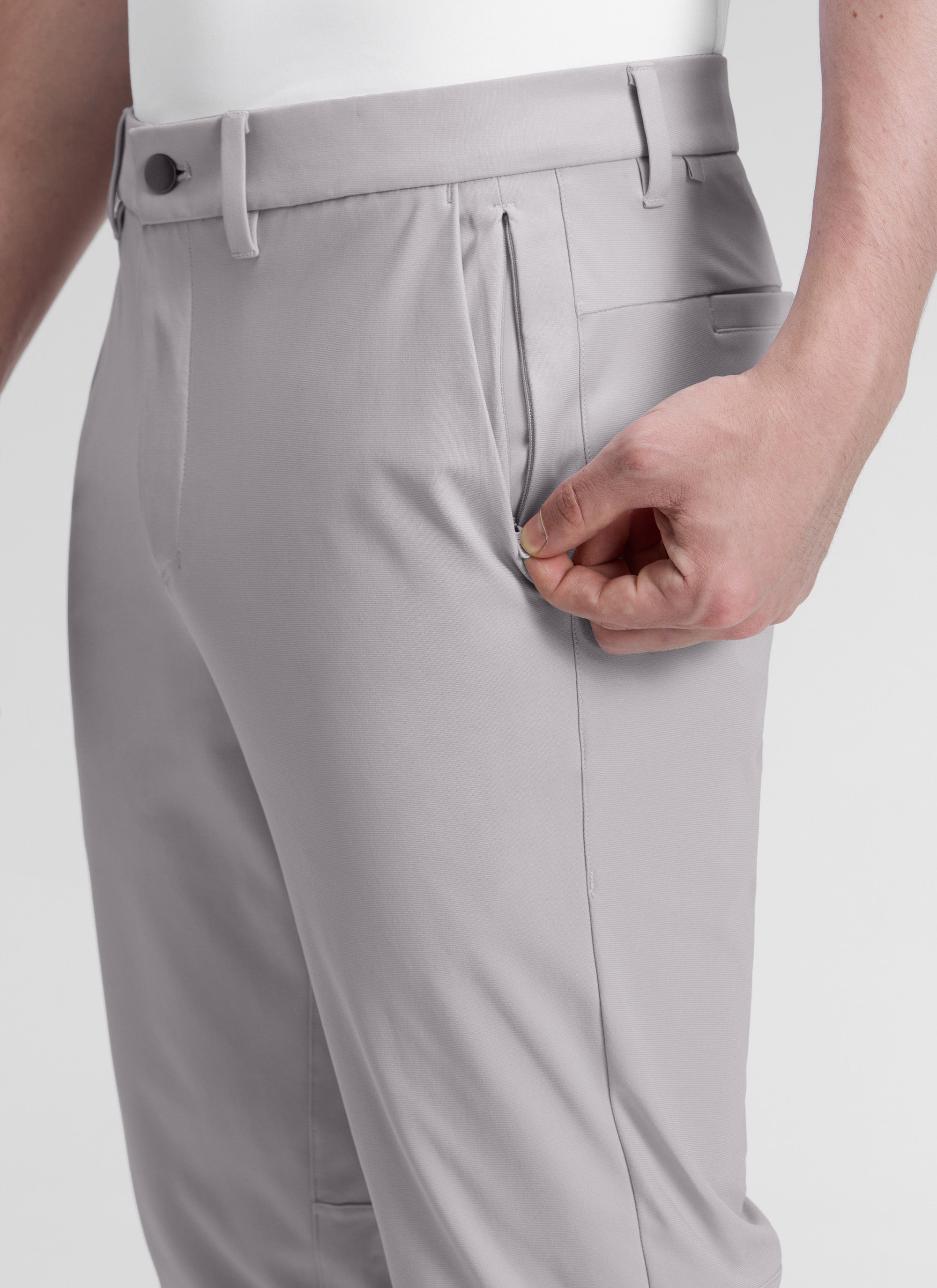 CRZ YOGA Mens Work Classic Fit All-Day Comfort Golf Pants Pockets 30'' Gull Gray @model_info:Henry