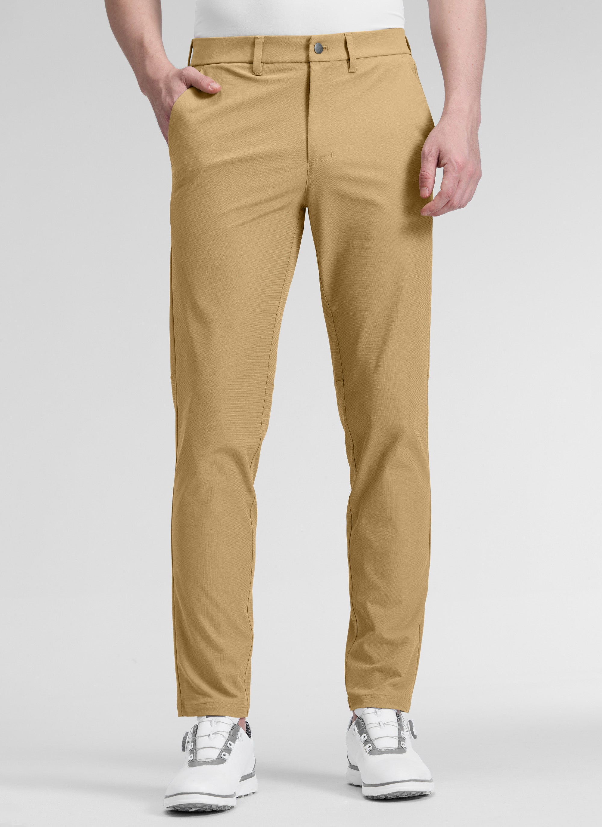 CRZ YOGA Mens Work Classic Fit All-Day Comfort Golf Pants Pockets 30'' Khaki Sand @model_info:Henry