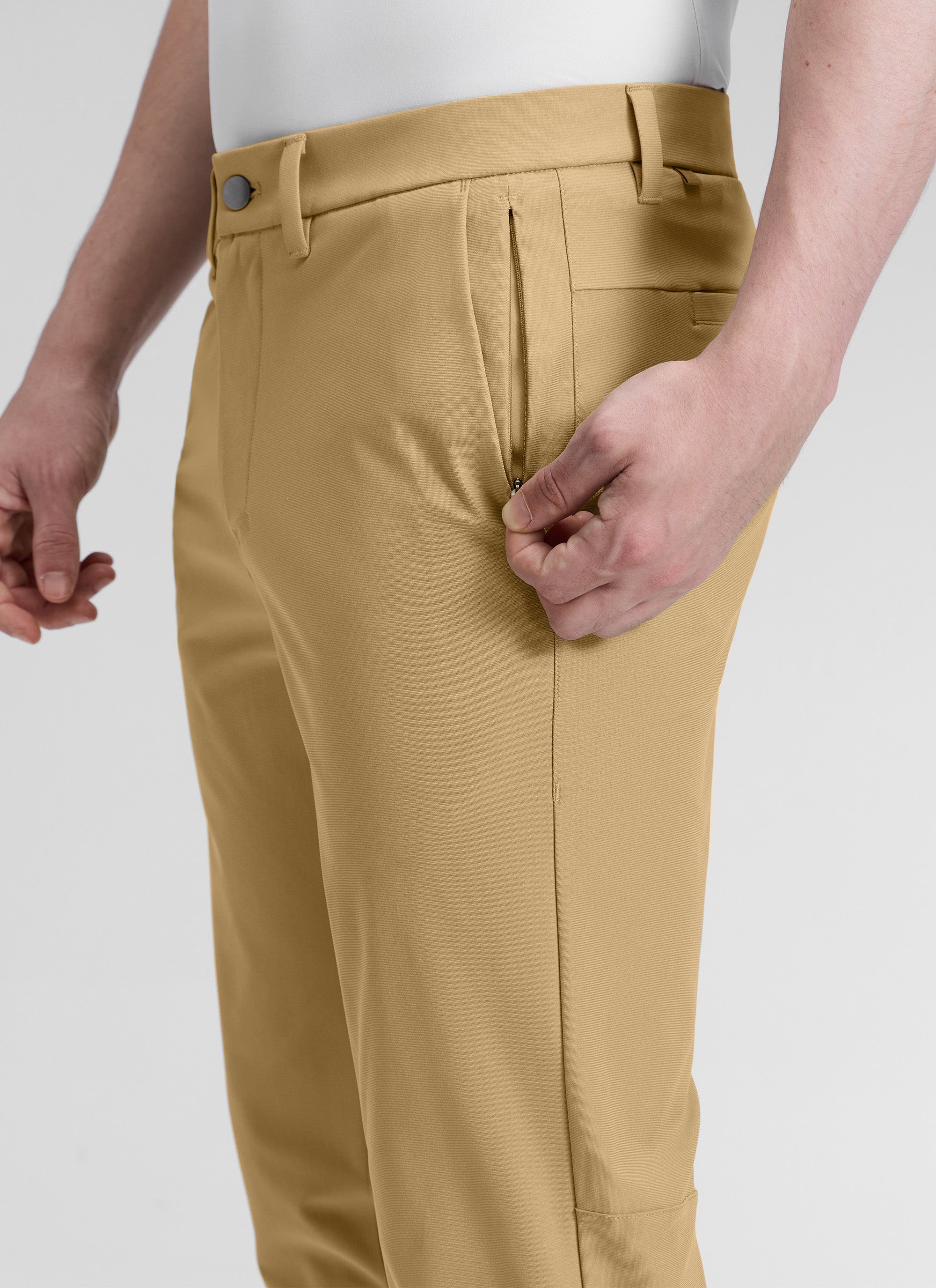 CRZ YOGA Mens Work Classic Fit All-Day Comfort Golf Pants Pockets 30'' Khaki Sand @model_info:Henry