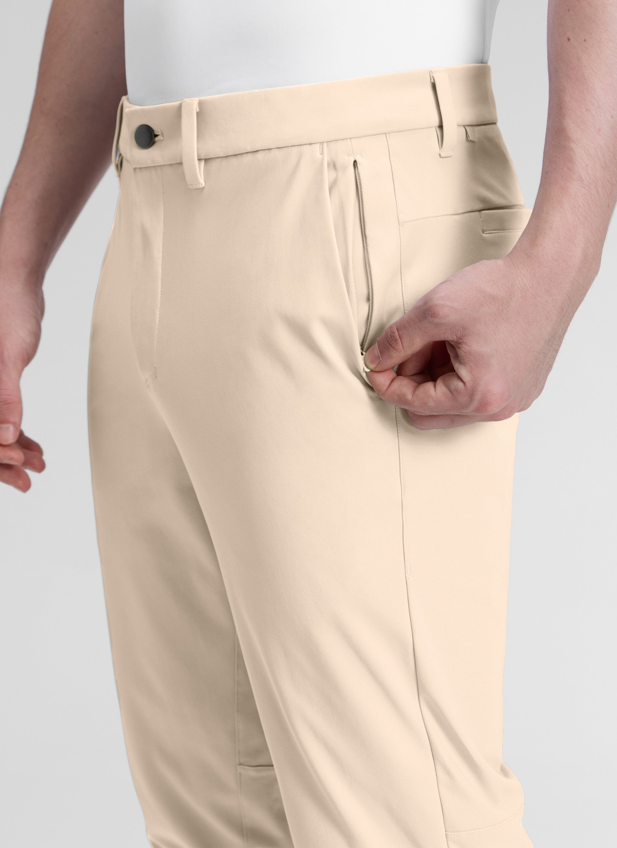 CRZ YOGA Mens Work Classic Fit All-Day Comfort Golf Pants Pockets 30'' Raw Linen @model_info:Henry