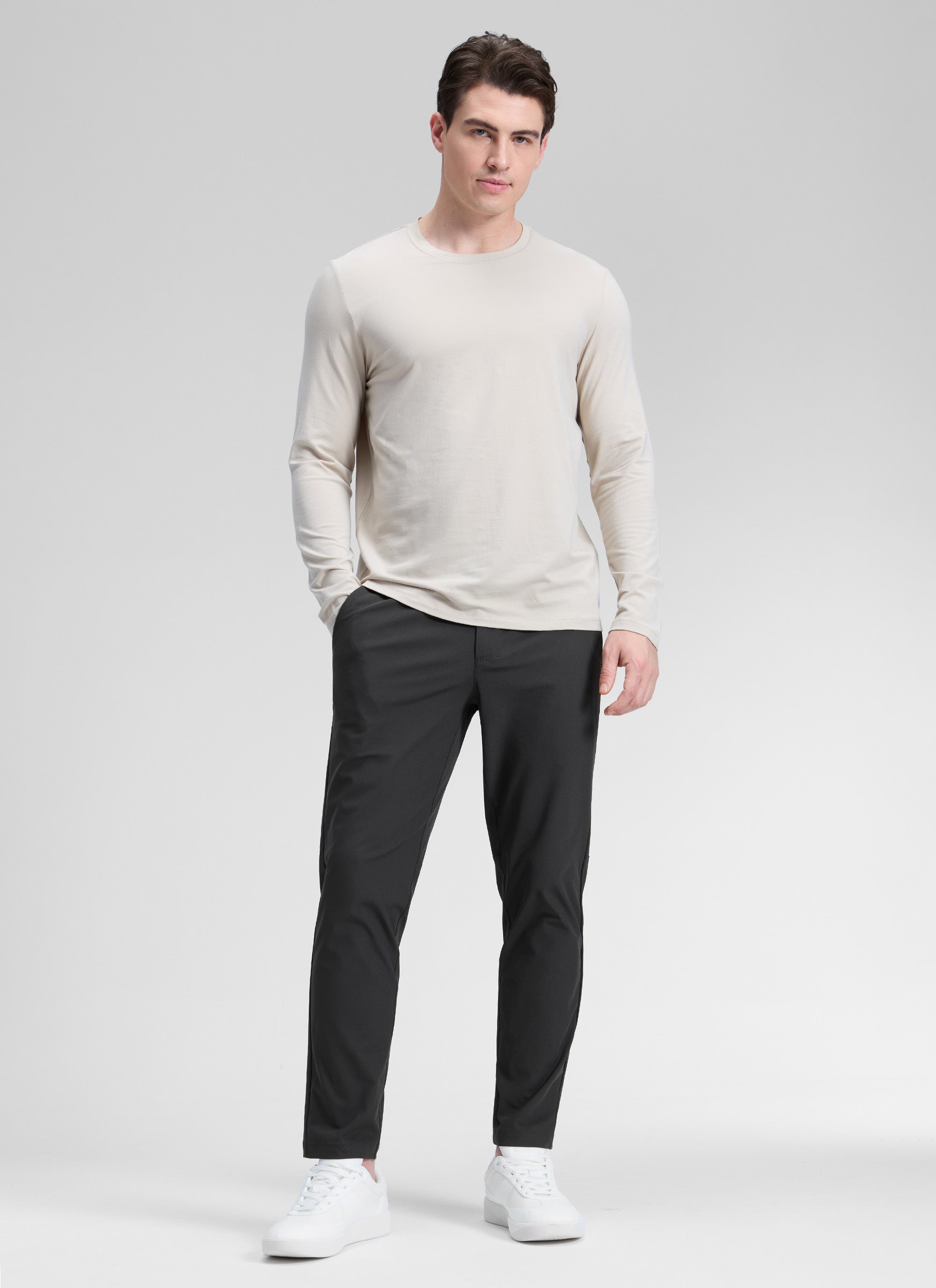 CRZ YOGA Mens Work Classic Fit All-Day Comfort Golf Pants Pockets 30'' Ink Gray @model_info:Henry
