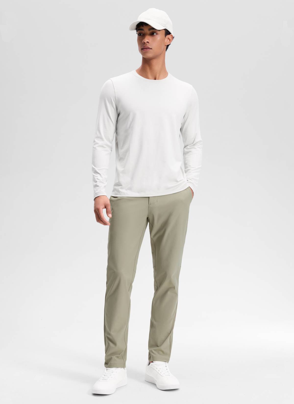 CRZ YOGA Mens Work Classic Fit All-Day Comfort Golf Pants Pockets 32'' Khali Barley @model_info:Rafeal