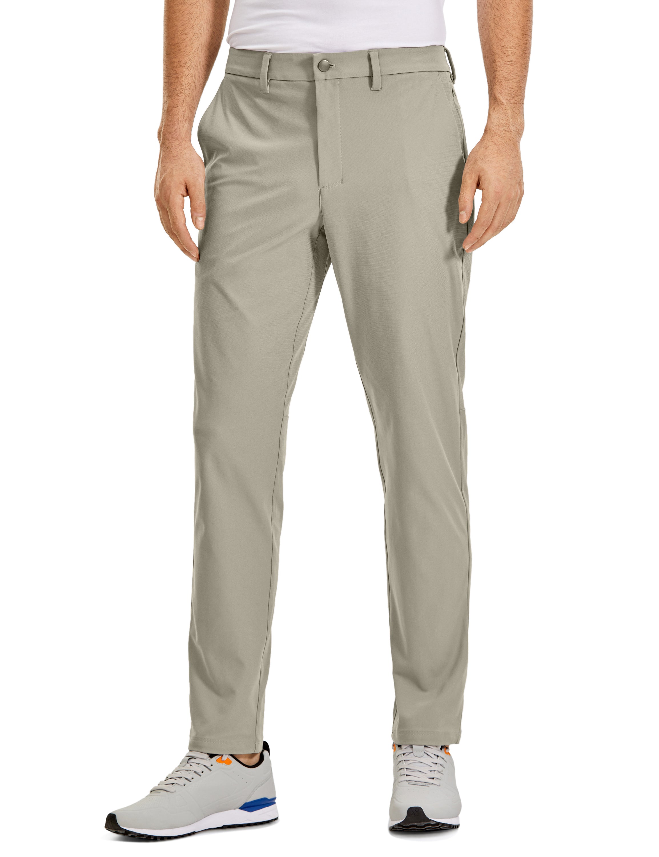 CRZ YOGA Men's All Day Comfy Quick Dry Regular Fit Casual Golf Pant Khali Barley