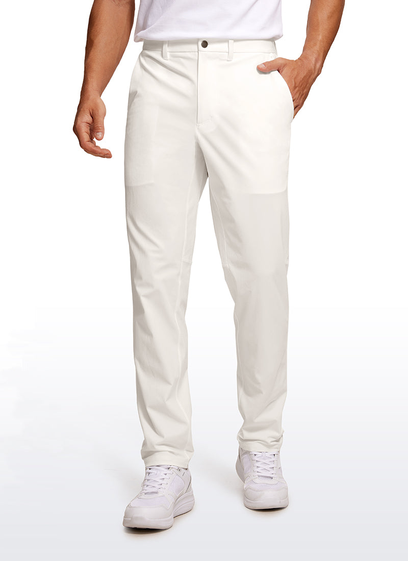 CRZ YOGA Mens Work Classic Fit All-Day Comfort Golf Pants Pockets 32'' Milky White
