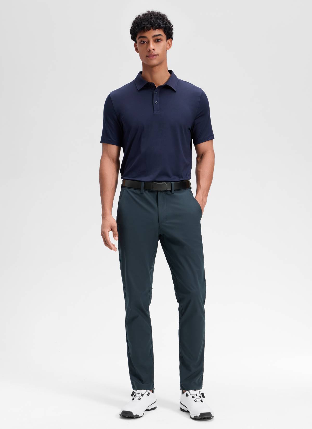 CRZ YOGA Mens Work Classic Fit All-Day Comfort Golf Pants Pockets 32'' True Navy @model_info:Rafeal