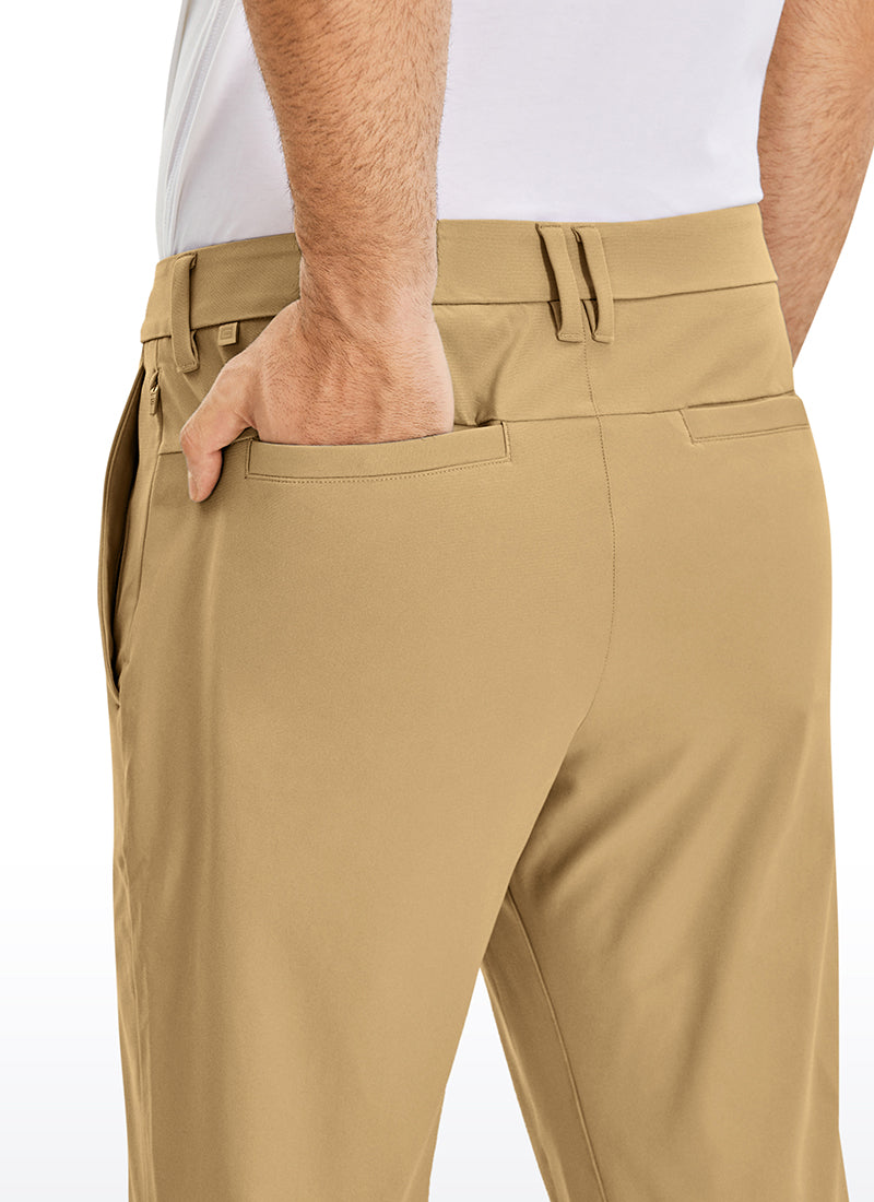 CRZ YOGA Mens Work Classic Fit All-Day Comfort Golf Pants Pockets 32'' Khaki Sand