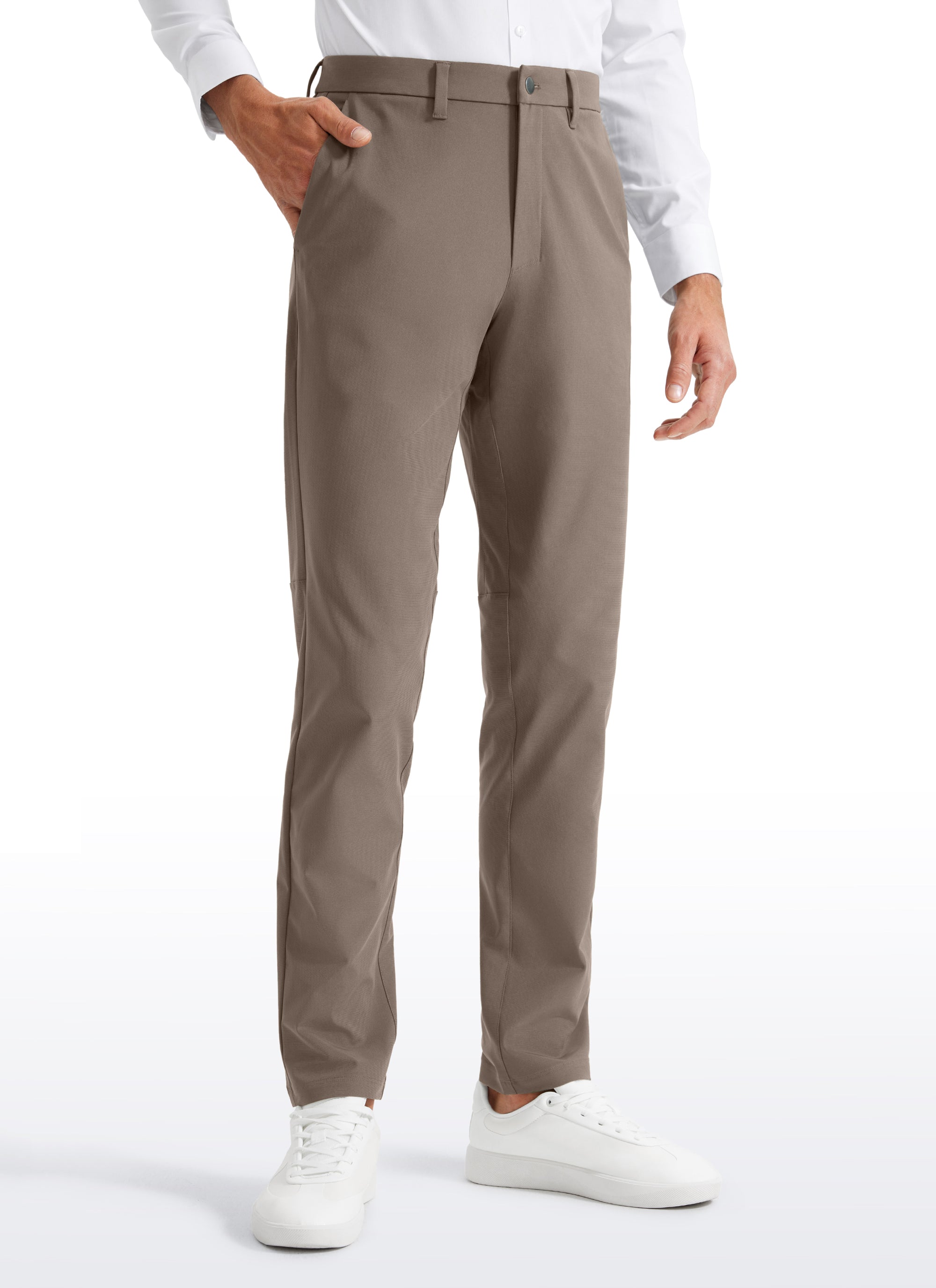 CRZ YOGA Mens Work Classic Fit All-Day Comfort Golf Pants Pockets 32'' Nomad Grey