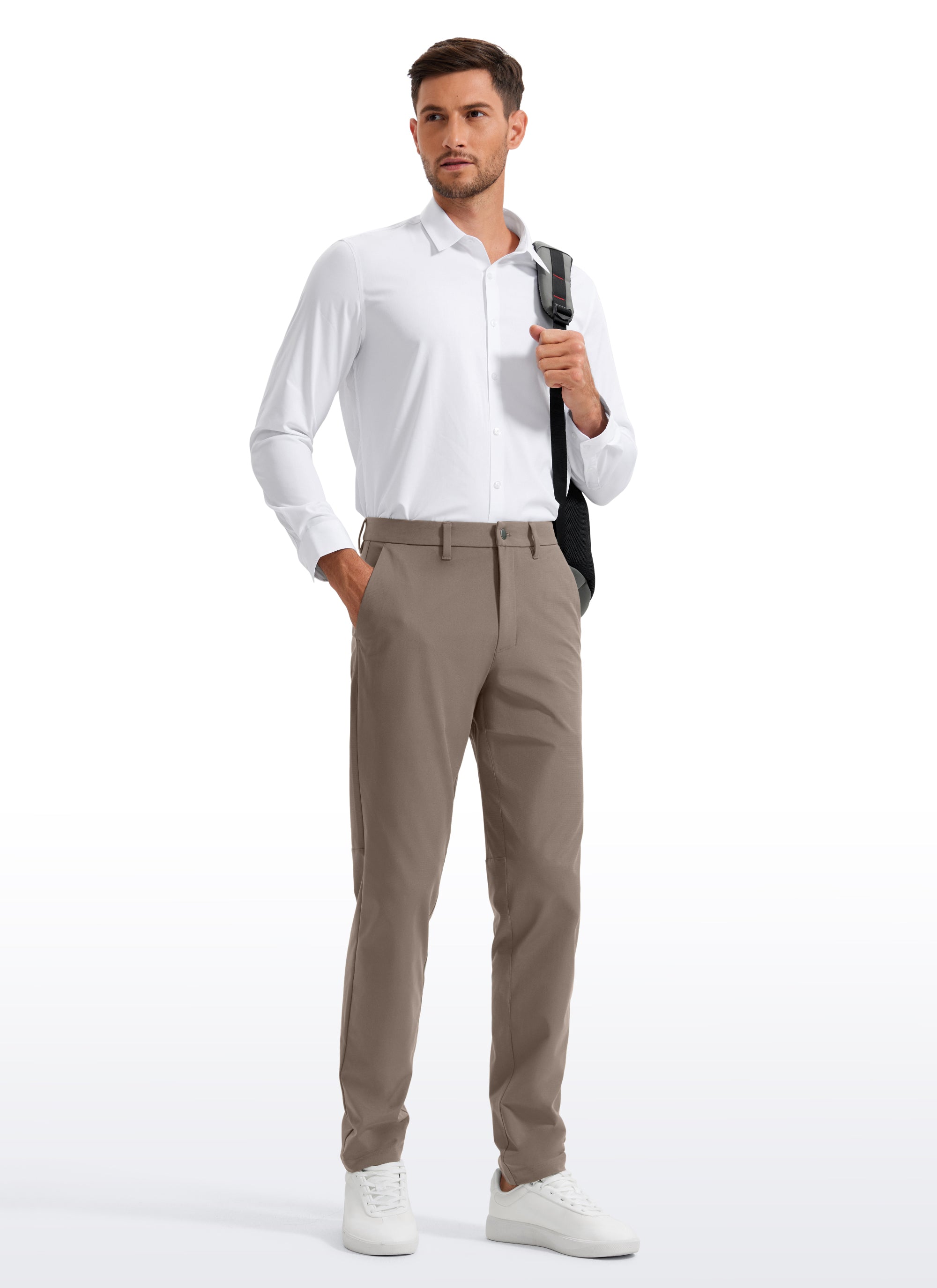CRZ YOGA Mens Work Classic Fit All-Day Comfort Golf Pants Pockets 32'' Nomad Grey