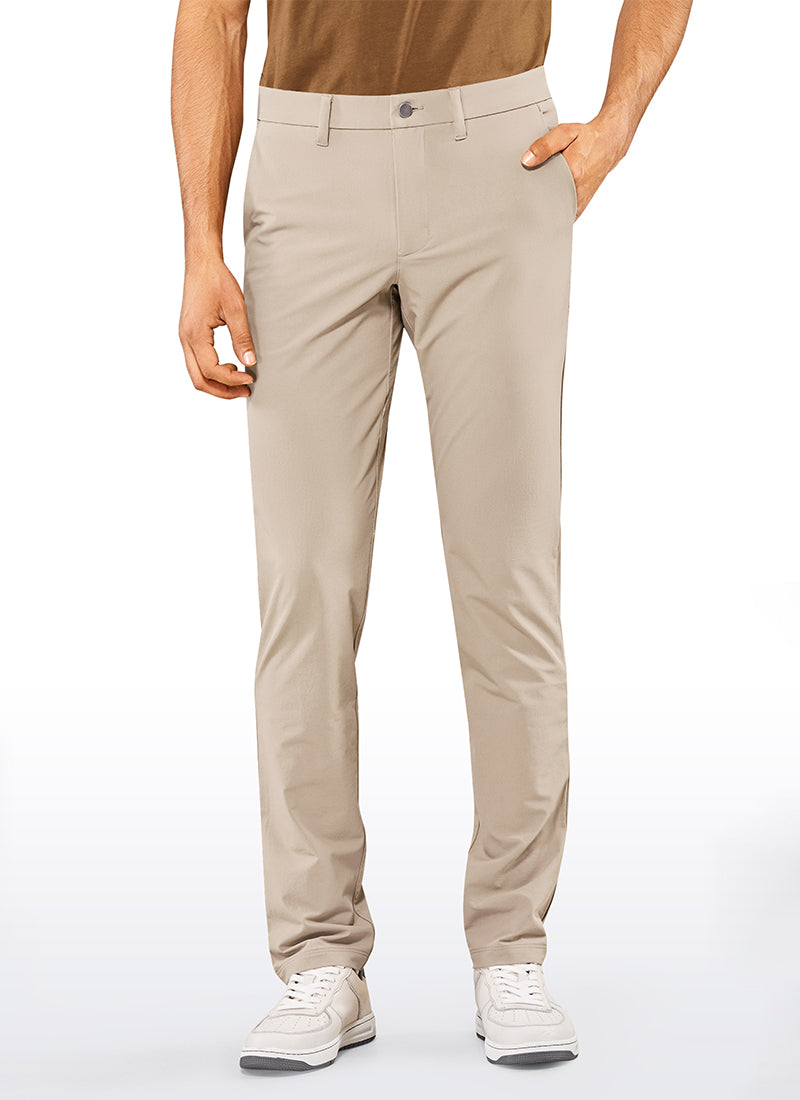 CRZ YOGA Mens Work Classic Fit All-Day Comfort Golf Pants Pockets 34'' Raw Linen