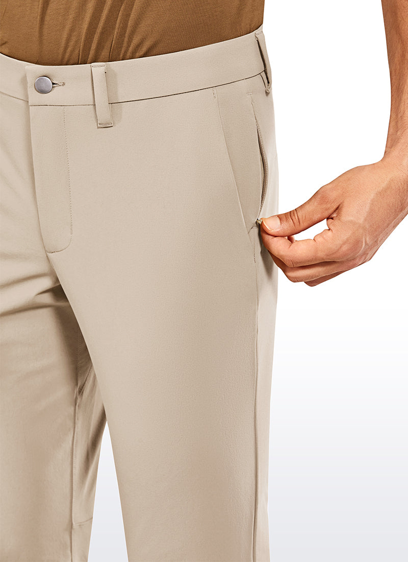 CRZ YOGA Mens Work Classic Fit All-Day Comfort Golf Pants Pockets 34'' Raw Linen