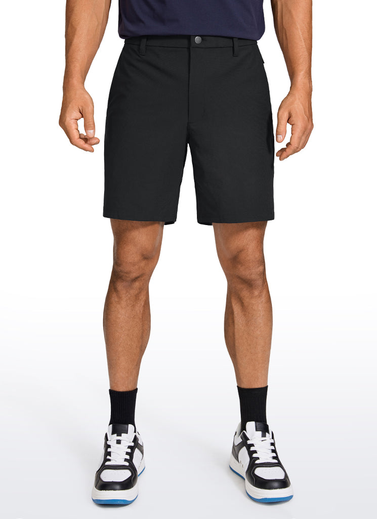 CRZ YOGA Men's Work Classic Fit All-Day Comfort Golf Shorts Pocket 7'' Khaki Sand