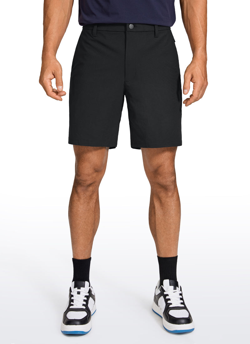 CRZ YOGA Men's Work Classic Fit All-Day Comfort Golf Shorts Pocket 7'' Black