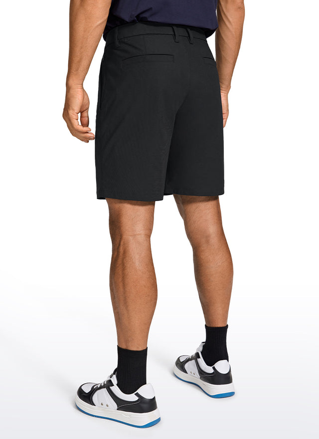 CRZ YOGA Men's Work Classic Fit All-Day Comfort Golf Shorts Pocket 7'' Black @model_info:A