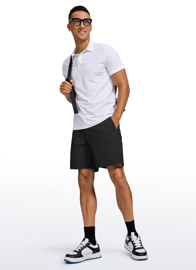 CRZ YOGA Men's Work Classic Fit All-Day Comfort Golf Shorts Pocket 7'' Black @model_info:A