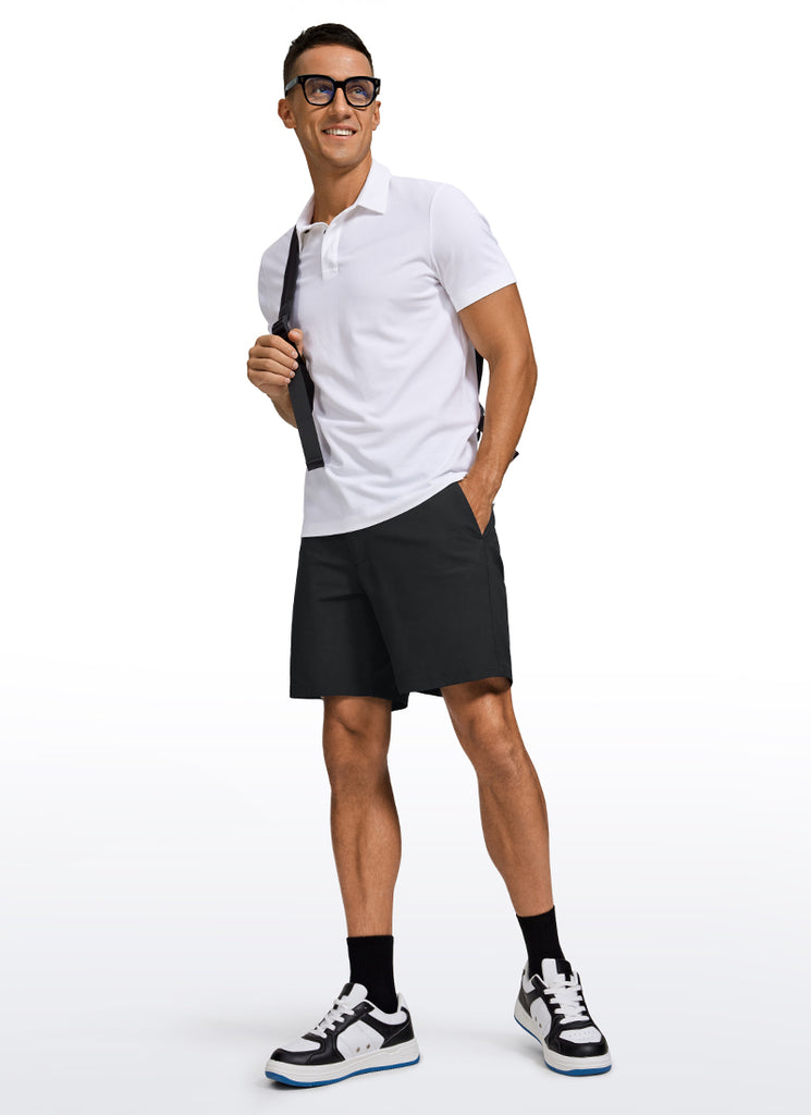 CRZ YOGA Men's Work Classic Fit All-Day Comfort Golf Shorts Pocket 7'' Khaki Sand