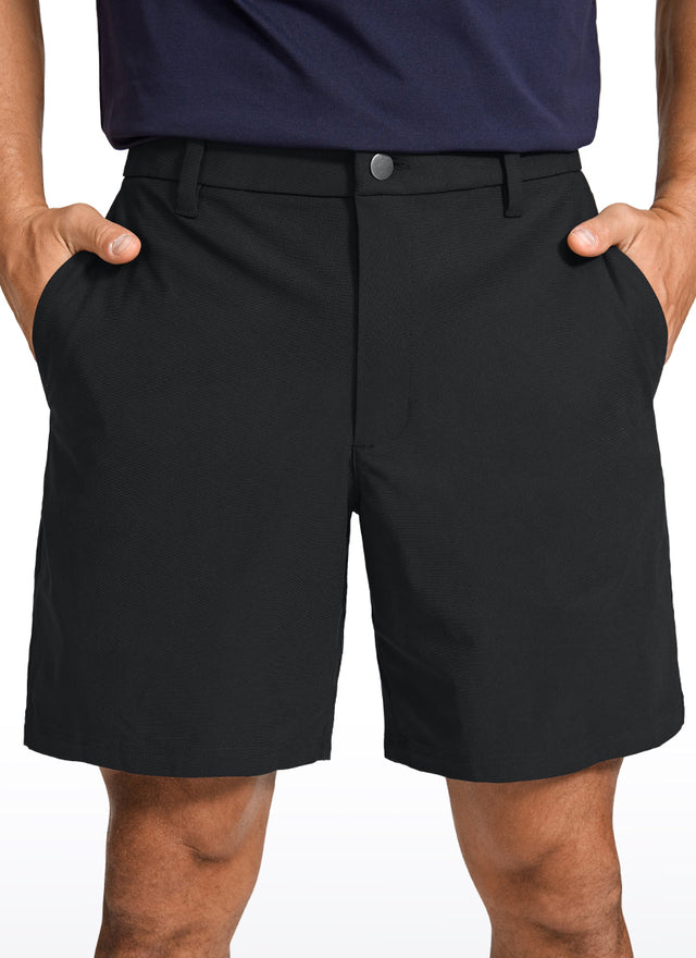 CRZ YOGA Men's Work Classic Fit All-Day Comfort Golf Shorts Pocket 7'' Black