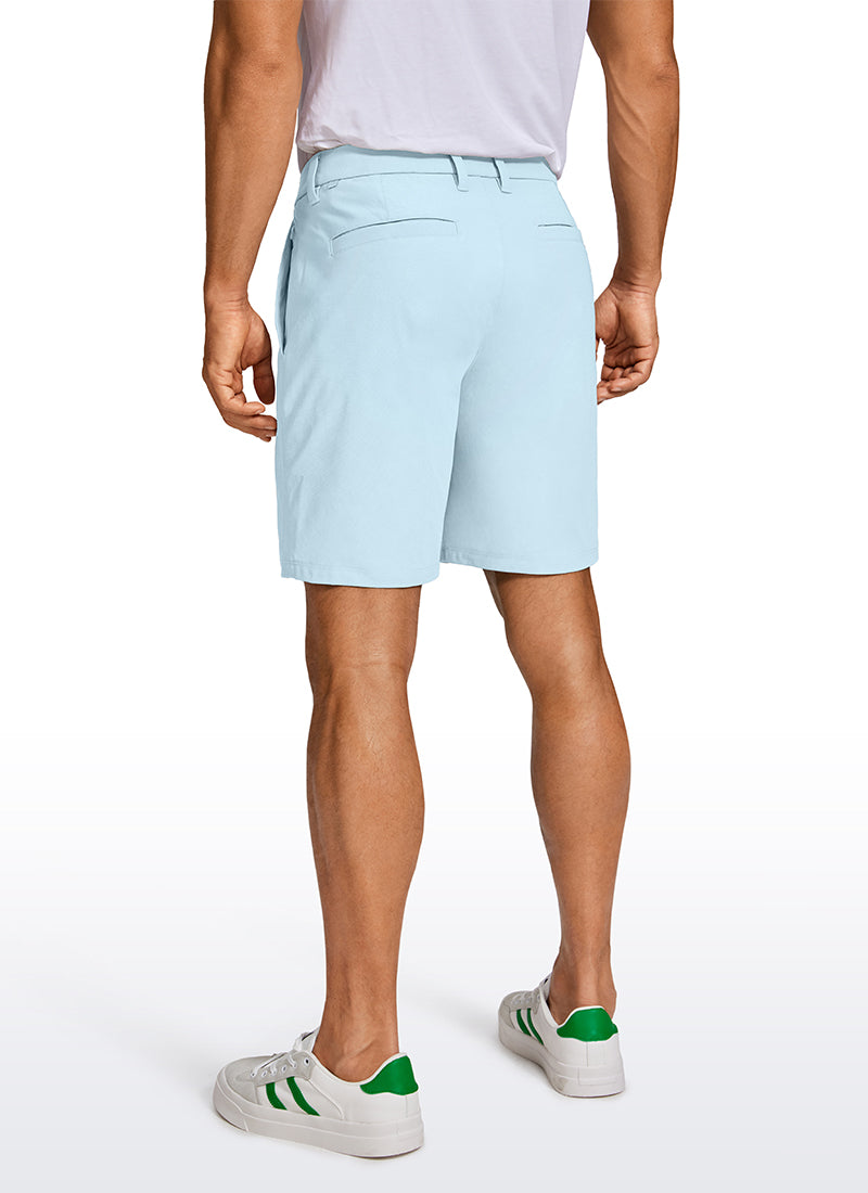 CRZ YOGA Men's Work Classic Fit All-Day Comfort Golf Shorts Pocket 7'' Chambray Blue