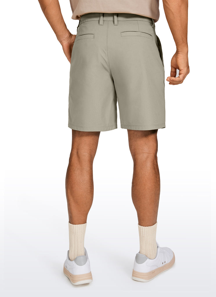 CRZ YOGA Men's Work Classic Fit All-Day Comfort Golf Shorts Pocket 7'' Raw Linen