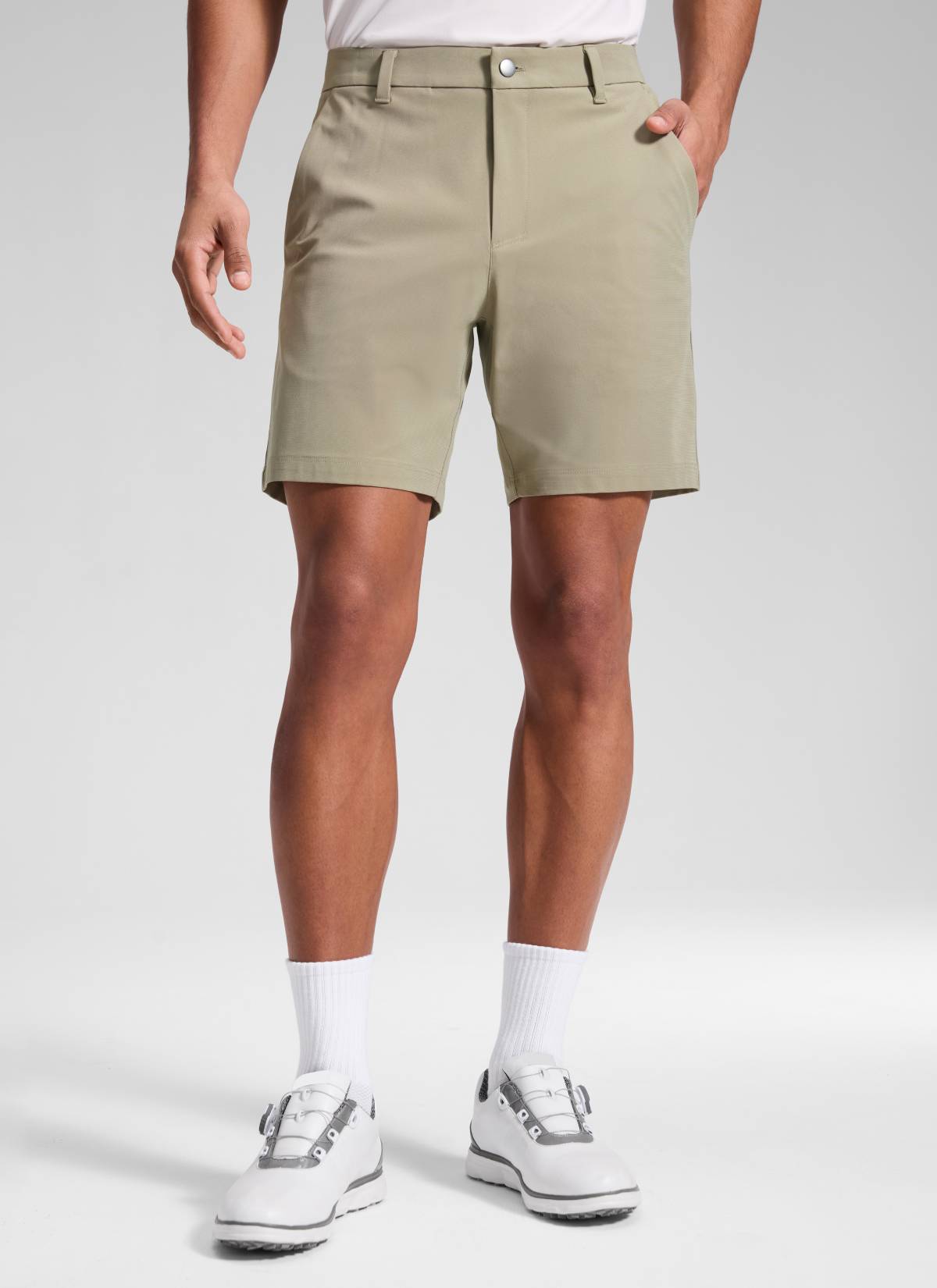 CRZ YOGA Men's Work Classic Fit All-Day Comfort Golf Shorts Pocket 7'' Khali Barley