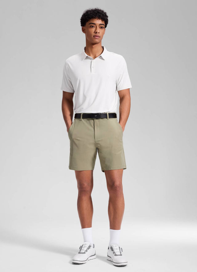 CRZ YOGA Men's Work Classic Fit All-Day Comfort Golf Shorts Pocket 7'' Khali Barley