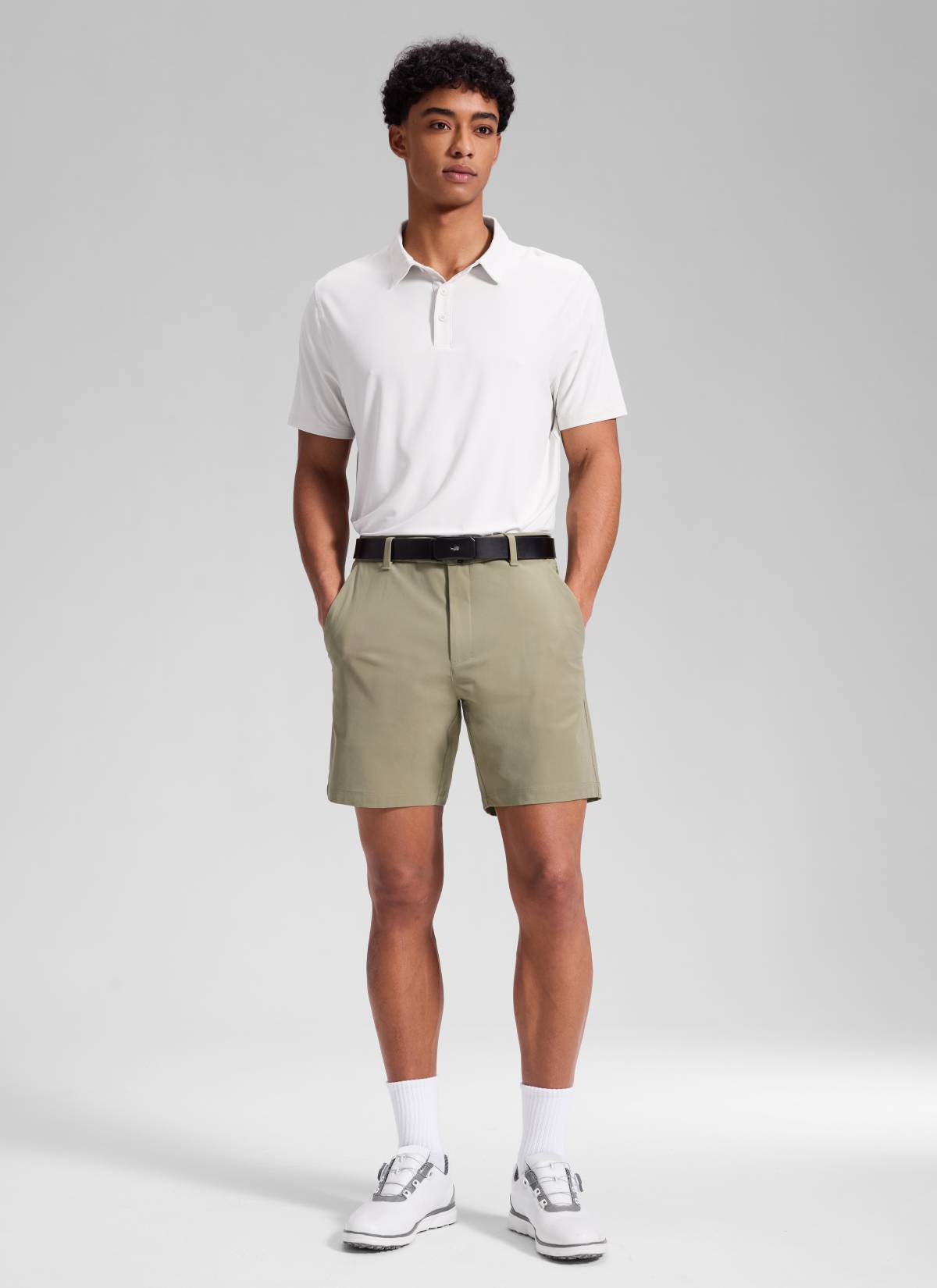 CRZ YOGA Men's Work Classic Fit All-Day Comfort Golf Shorts Pocket 7'' Khali Barley