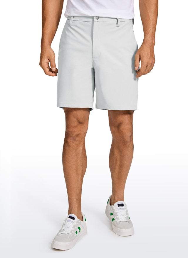 CRZ YOGA Men's Work Classic Fit All-Day Comfort Golf Shorts Pocket 7'' Platinum Grey
