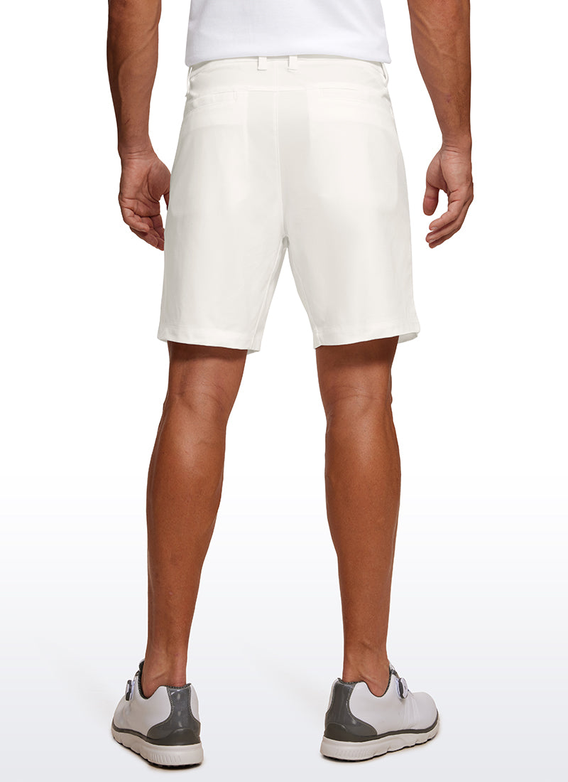 CRZ YOGA Men's Work Classic Fit All-Day Comfort Golf Shorts Pocket 7'' Milky White