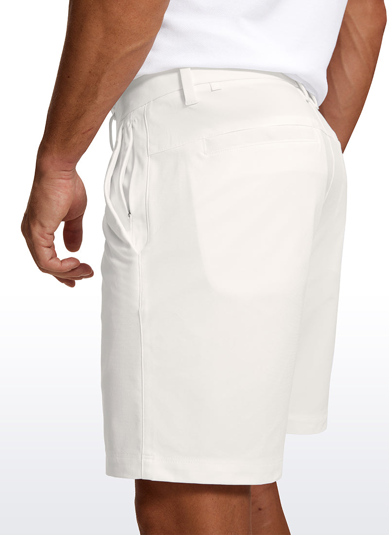 CRZ YOGA Men's Work Classic Fit All-Day Comfort Golf Shorts Pocket 7'' Milky White