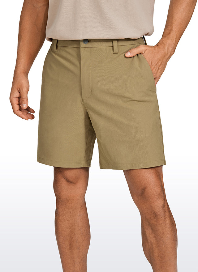 CRZ YOGA Men's Work Classic Fit All-Day Comfort Golf Shorts Pocket 7'' Artifact Brown