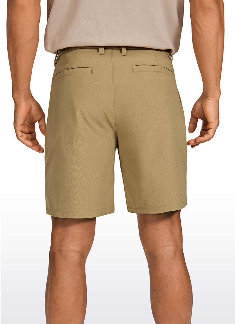 CRZ YOGA Men's Work Classic Fit All-Day Comfort Golf Shorts Pocket 7'' Artifact Brown