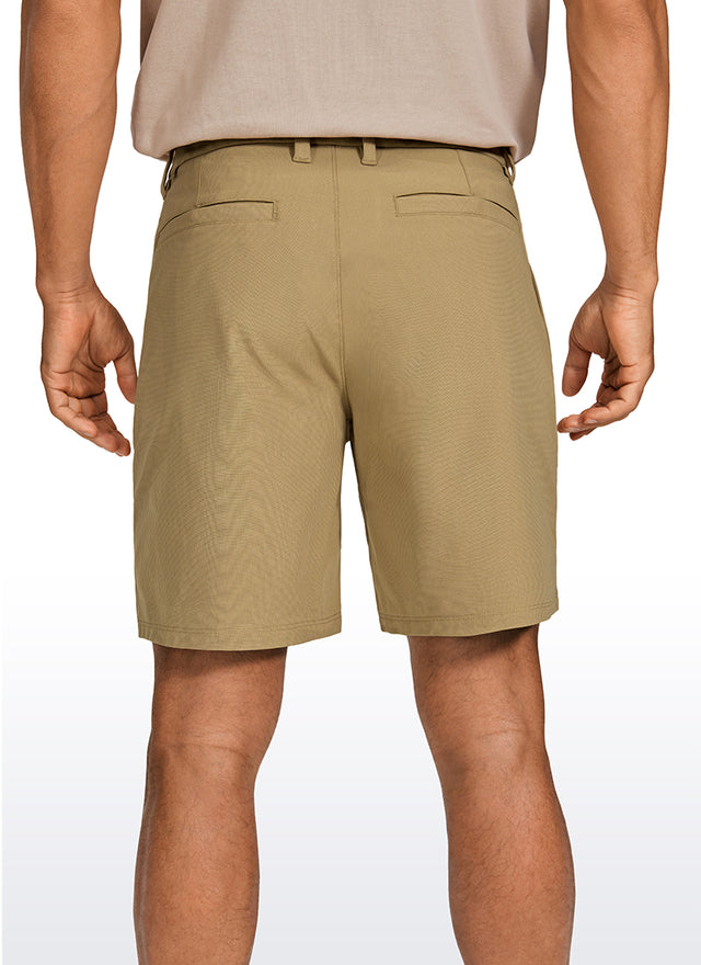 CRZ YOGA Men's Work Classic Fit All-Day Comfort Golf Shorts Pocket 7'' Artifact Brown