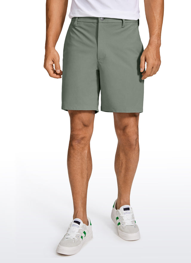 CRZ YOGA Men's Work Classic Fit All-Day Comfort Golf Shorts Pocket 7'' Grey Sage