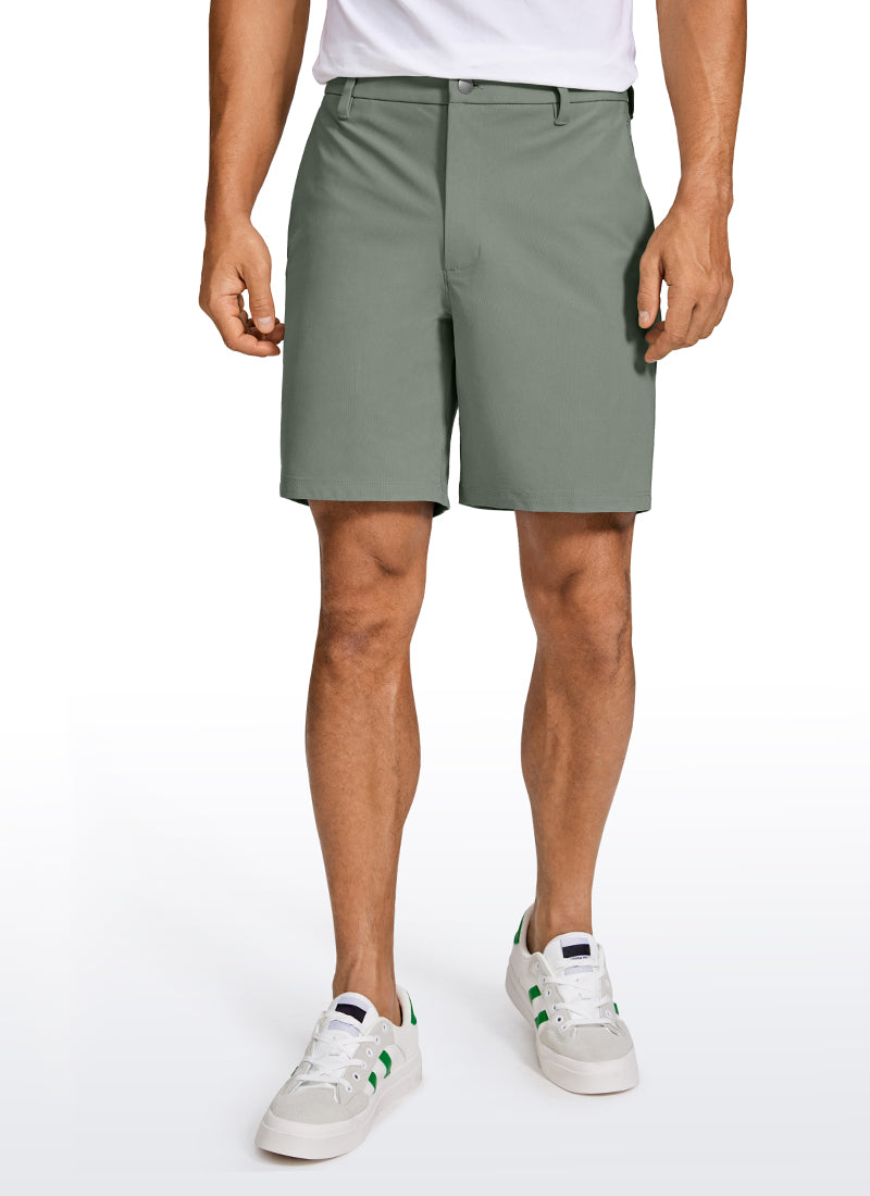 CRZ YOGA Men's Work Classic Fit All-Day Comfort Golf Shorts Pocket 7'' Grey Sage