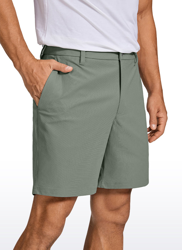 CRZ YOGA Men's Work Classic Fit All-Day Comfort Golf Shorts Pocket 7'' Grey Sage