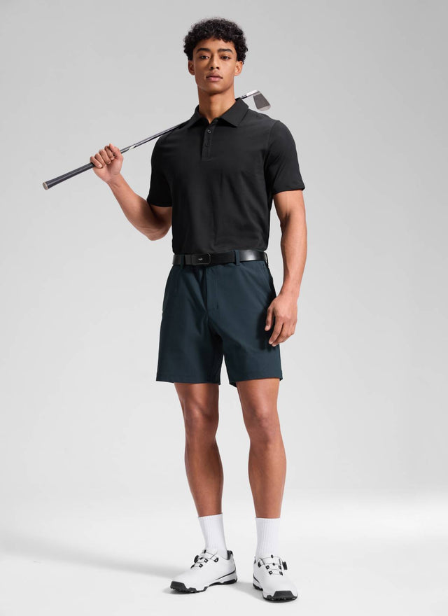 CRZ YOGA Men's Work Classic Fit All-Day Comfort Golf Shorts Pocket 7'' True Navy