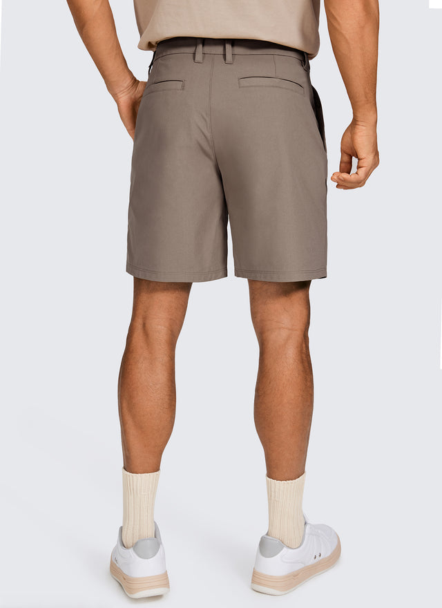 CRZ YOGA Men's Work Classic Fit All-Day Comfort Golf Shorts Pocket 7'' Nomad Grey