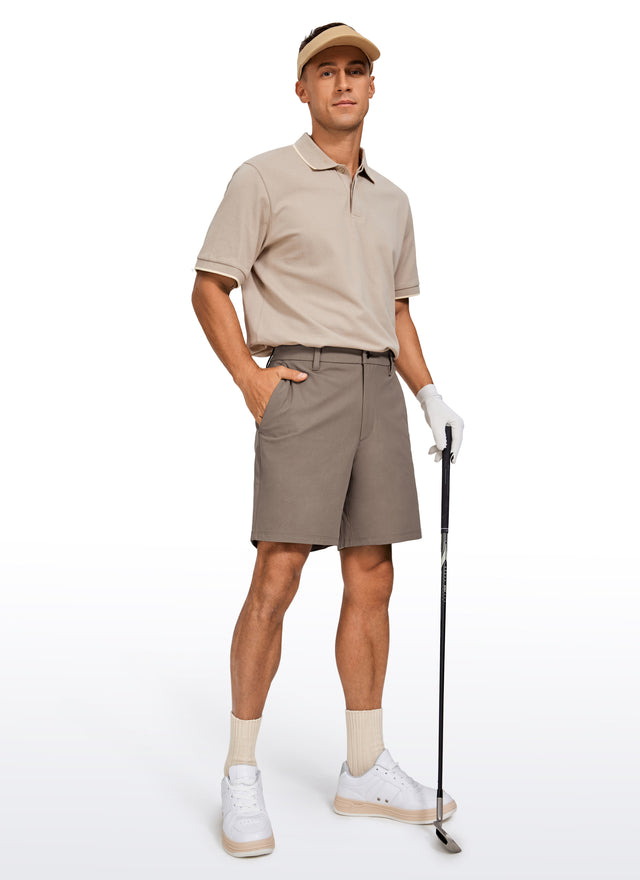 CRZ YOGA Men's Work Classic Fit All-Day Comfort Golf Shorts Pocket 7'' Nomad Grey