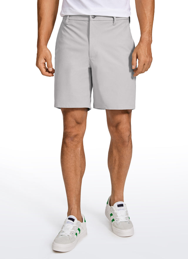 CRZ YOGA Men's Work Classic Fit All-Day Comfort Golf Shorts Pocket 7'' Gull Gray