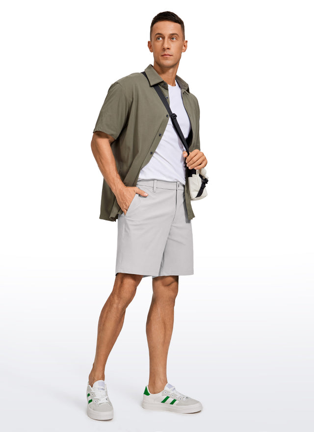 CRZ YOGA Men's Work Classic Fit All-Day Comfort Golf Shorts Pocket 7'' Gull Gray