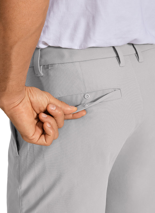 CRZ YOGA Men's Work Classic Fit All-Day Comfort Golf Shorts Pocket 7'' Gull Gray