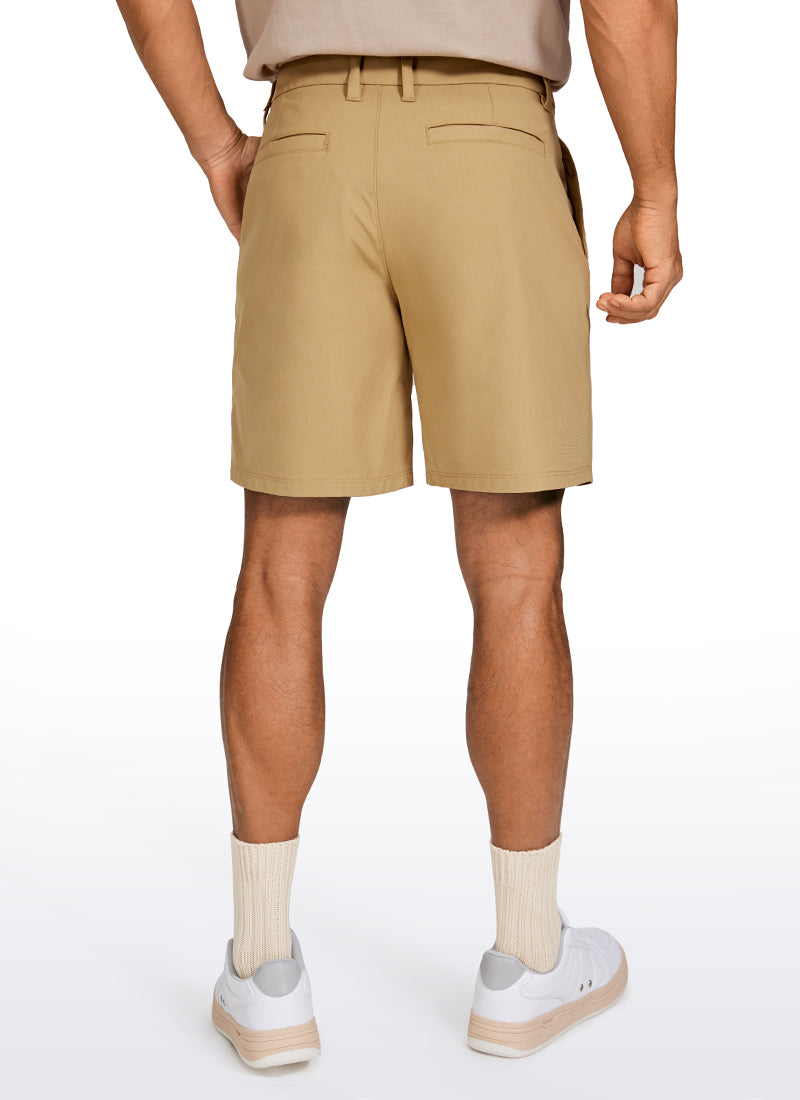 CRZ YOGA Men's Work Classic Fit All-Day Comfort Golf Shorts Pocket 7'' Khaki Sand @model_info:A
