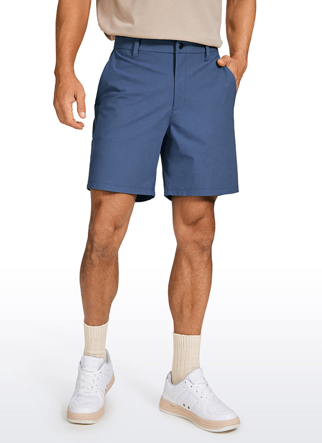 CRZ YOGA Men's Work Classic Fit All-Day Comfort Golf Shorts Pocket 7'' Electric Blue