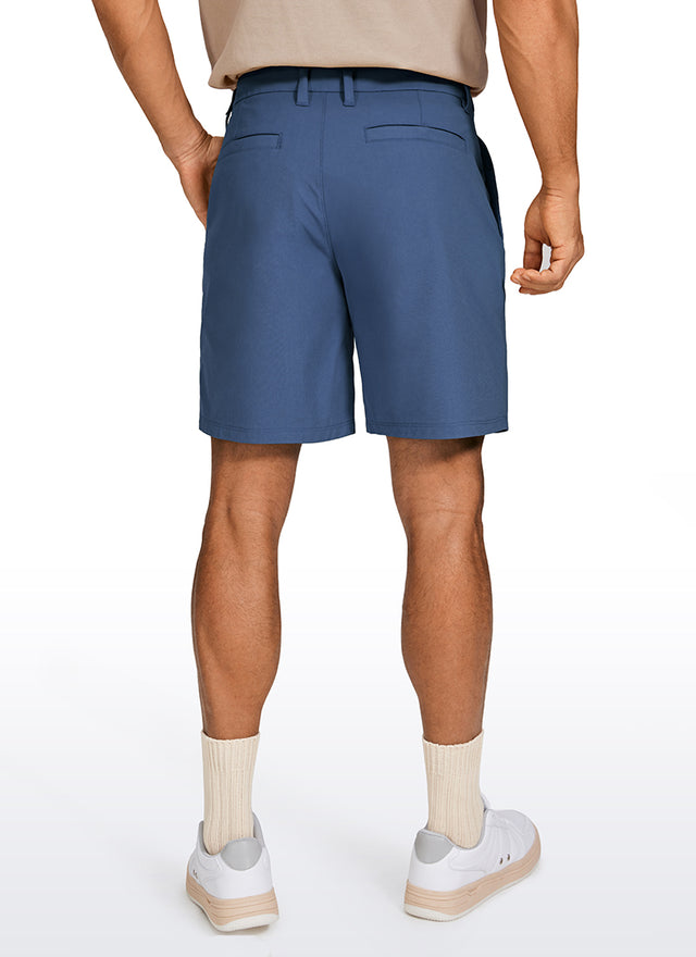 CRZ YOGA Men's Work Classic Fit All-Day Comfort Golf Shorts Pocket 7'' Electric Blue @model_info:ALE