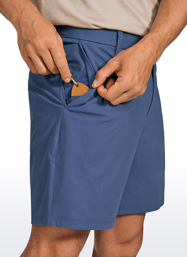 CRZ YOGA Men's Work Classic Fit All-Day Comfort Golf Shorts Pocket 7'' Electric Blue