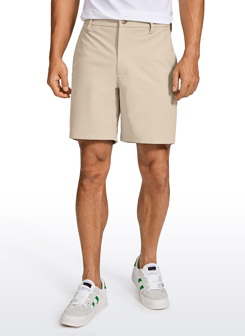CRZ YOGA Men's Work Classic Fit All-Day Comfort Golf Shorts Pocket 7'' Raw Linen @model_info:ALE