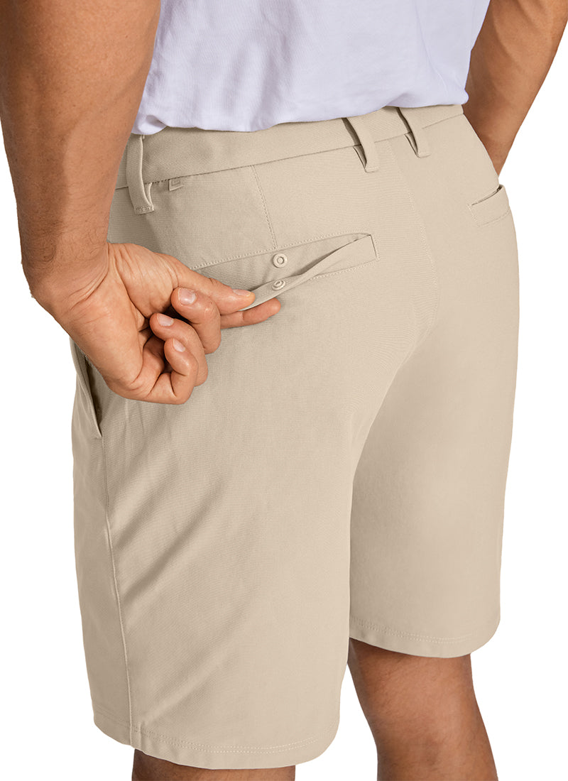CRZ YOGA Men's Work Classic Fit All-Day Comfort Golf Shorts Pocket 7'' Raw Linen @model_info:ALE
