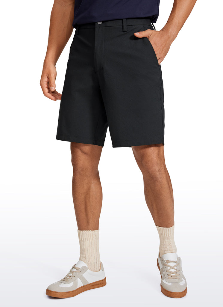 CRZ YOGA Men's Work Classic Fit All-Day Comfort Golf Shorts Pocket 9'' Black
