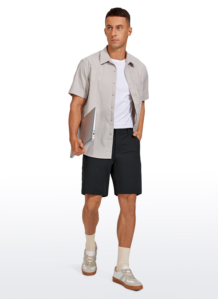 CRZ YOGA Men's Work Classic Fit All-Day Comfort Golf Shorts Pocket 9'' Black