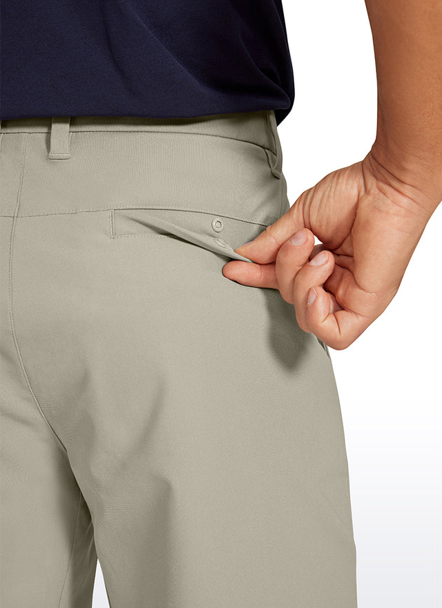 CRZ YOGA Men's Work Classic Fit All-Day Comfort Golf Shorts Pocket 9'' Khali Barley